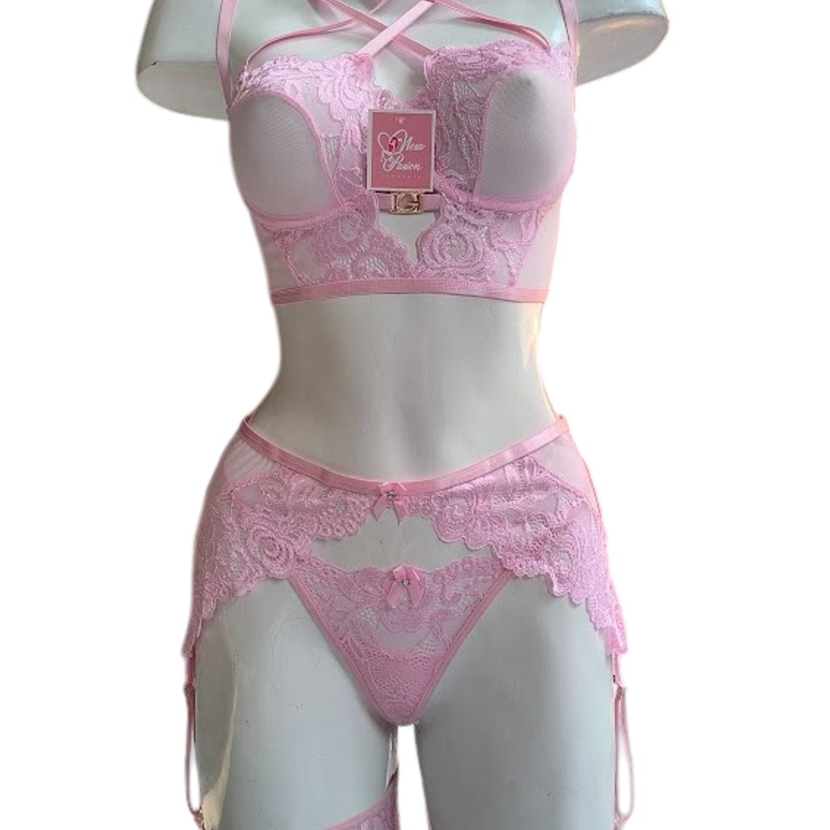 GENERICO - LENCERIA PORTALIGAS DE ENCAJE CON LIGUEROS