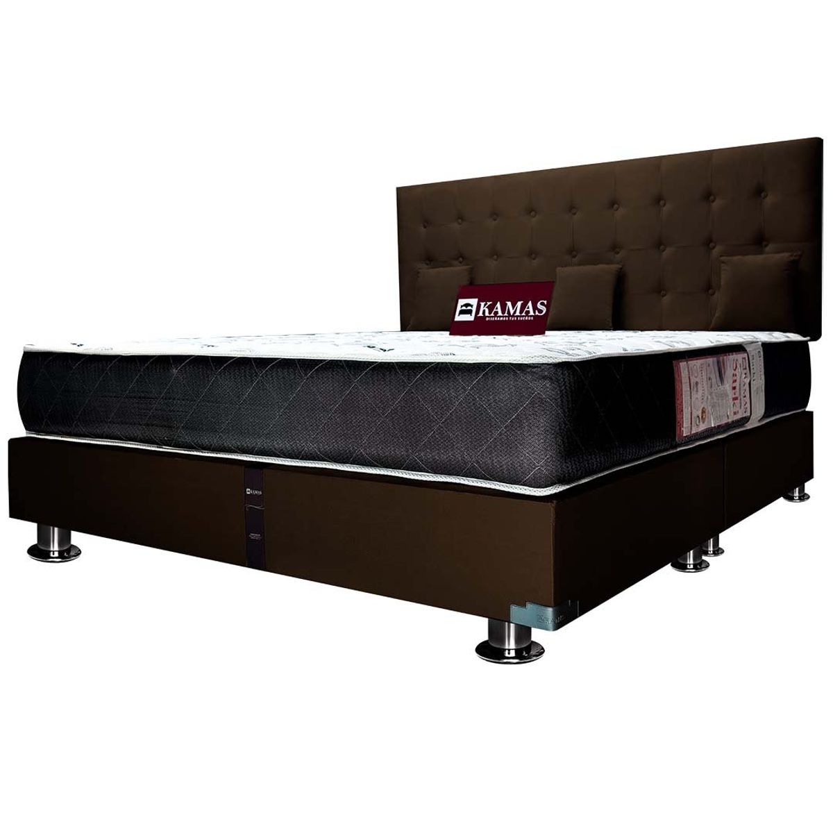 KAMAS - DORMITORIO KAMAS KING SARKI + CABECERA AÉREA CUADROS 1 - MARRÓN