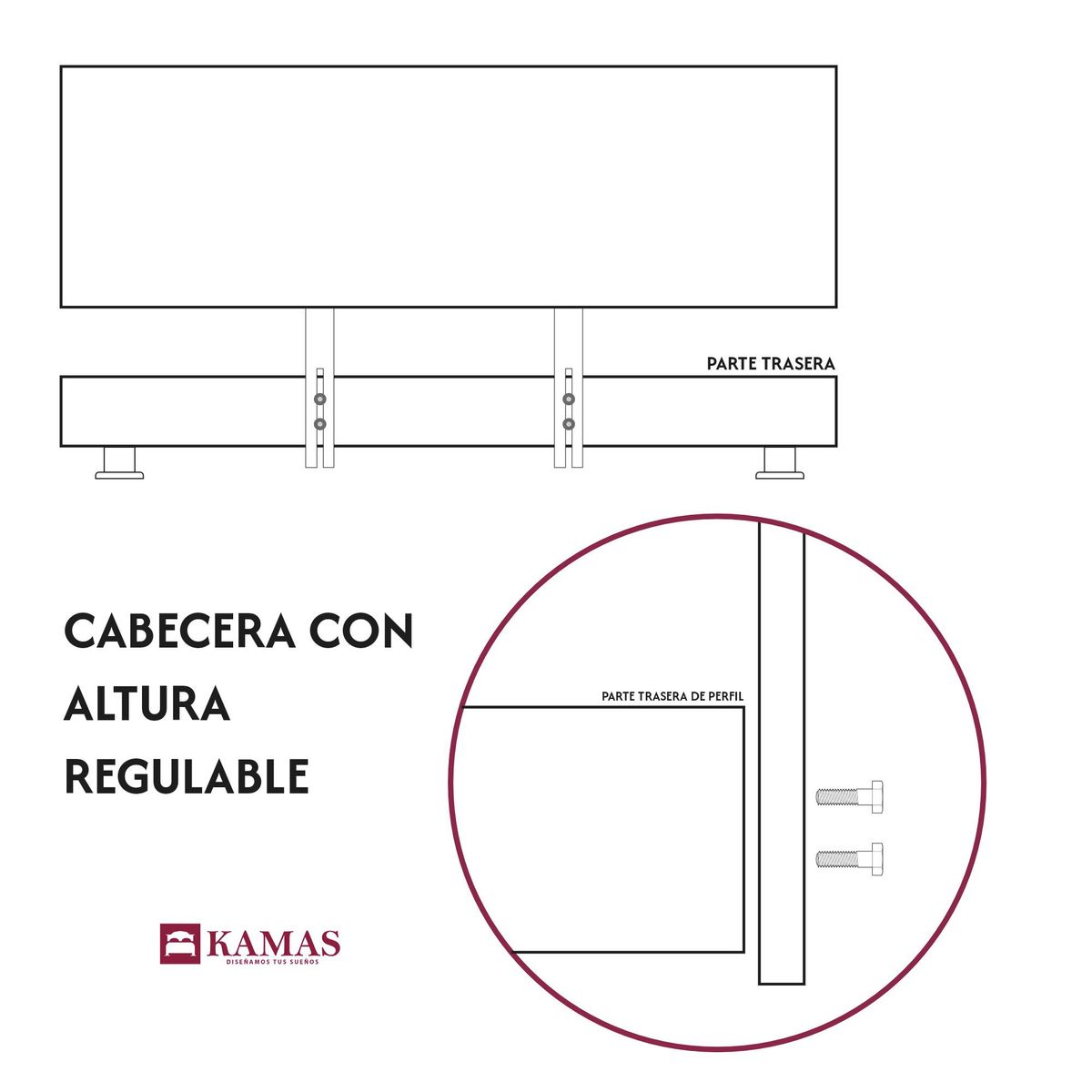 KAMAS - DORMITORIO KAMAS KING SARKI + CABECERA AÉREA CUADROS 1 - MARRÓN