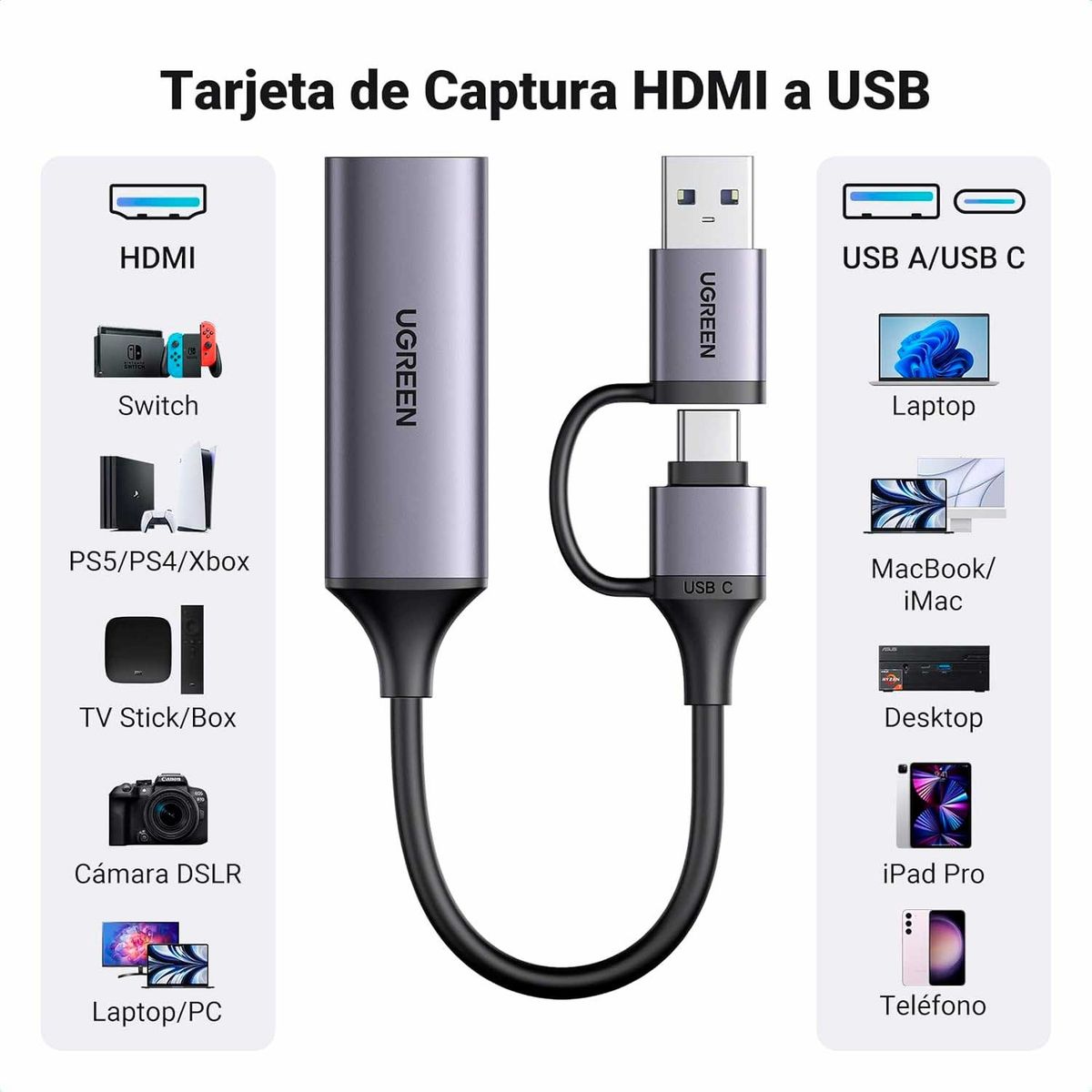 UGREEN - Capturador HDMI USB 1080p 60FPS UGREEN CM716 25854