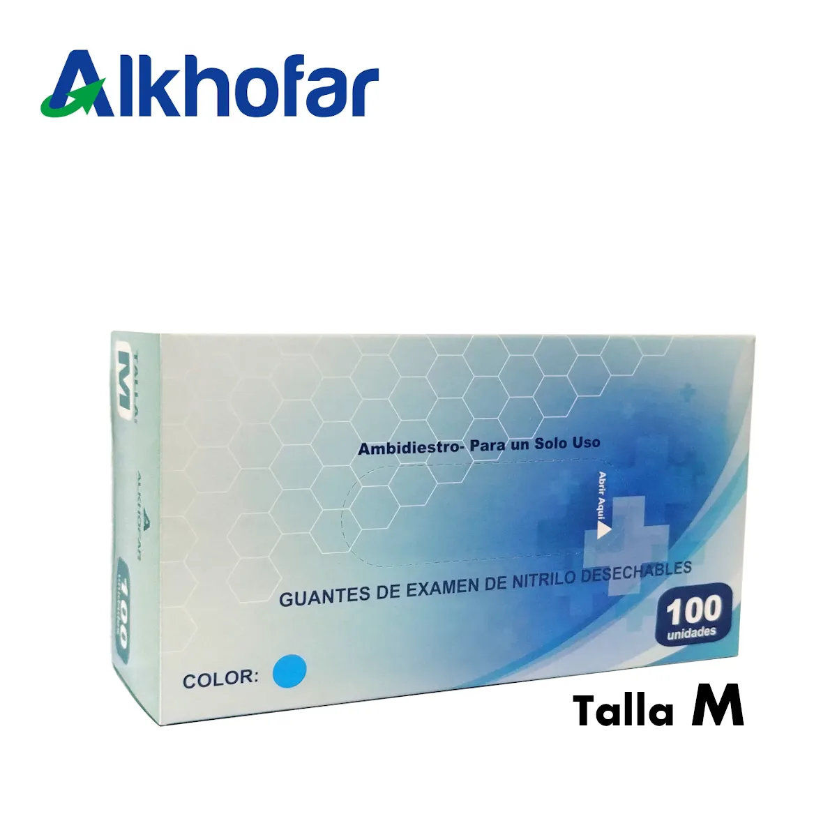 ALKHOFAR - Guantes de nitrilo talla M 100 unidades celeste ALKHOFAR