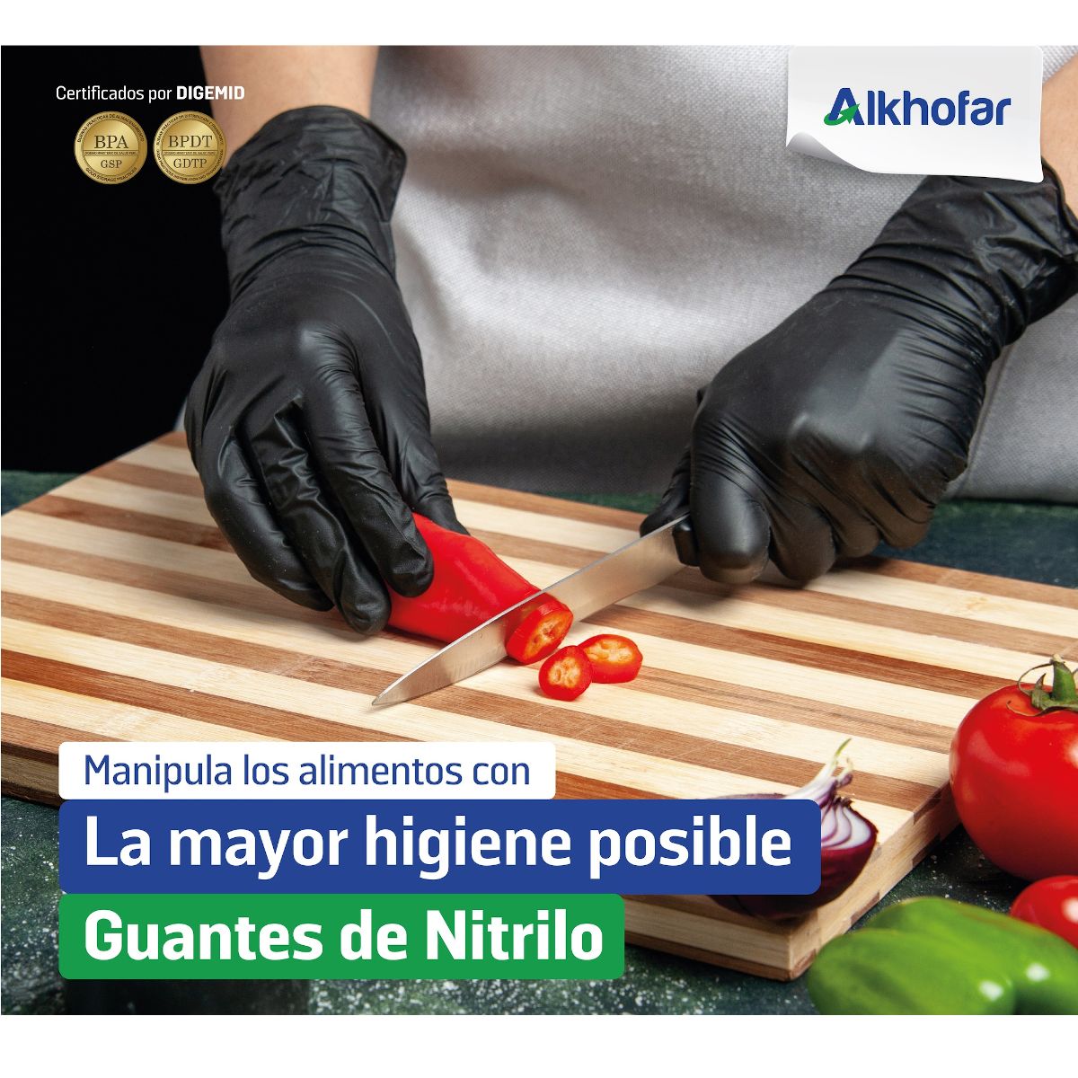 ALKHOFAR - Guantes de nitrilo talla S 100 unidades negro ALKHOFAR