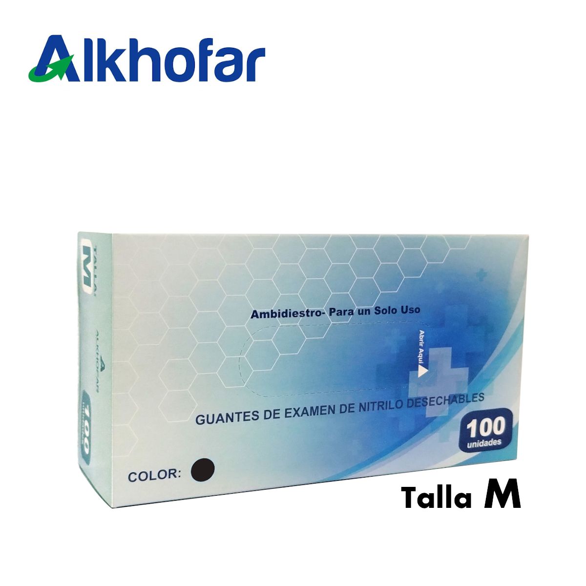 ALKHOFAR - Guantes de nitrilo talla M 100 unidades negro ALKHOFAR