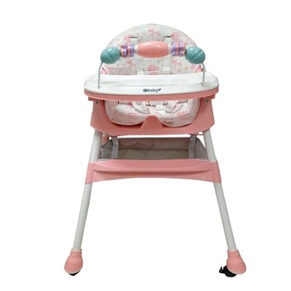 EBABY - SILLA DE COMER PLEGABLE LULU ROSADO + OBSEQUIO PLATO PARA NIÑO