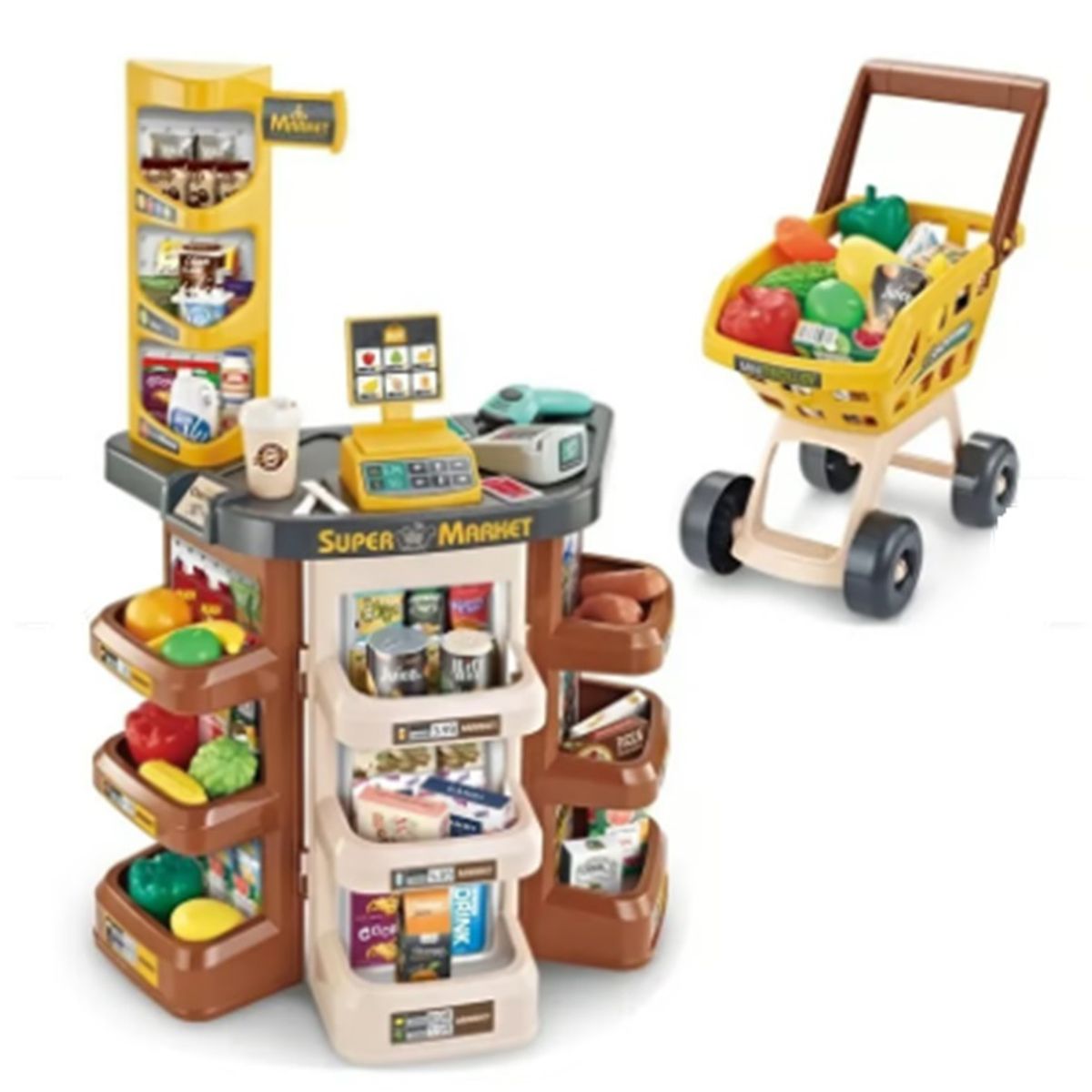 GENERICO - Supermercado y Coche de Compras Infantil con Accesorios