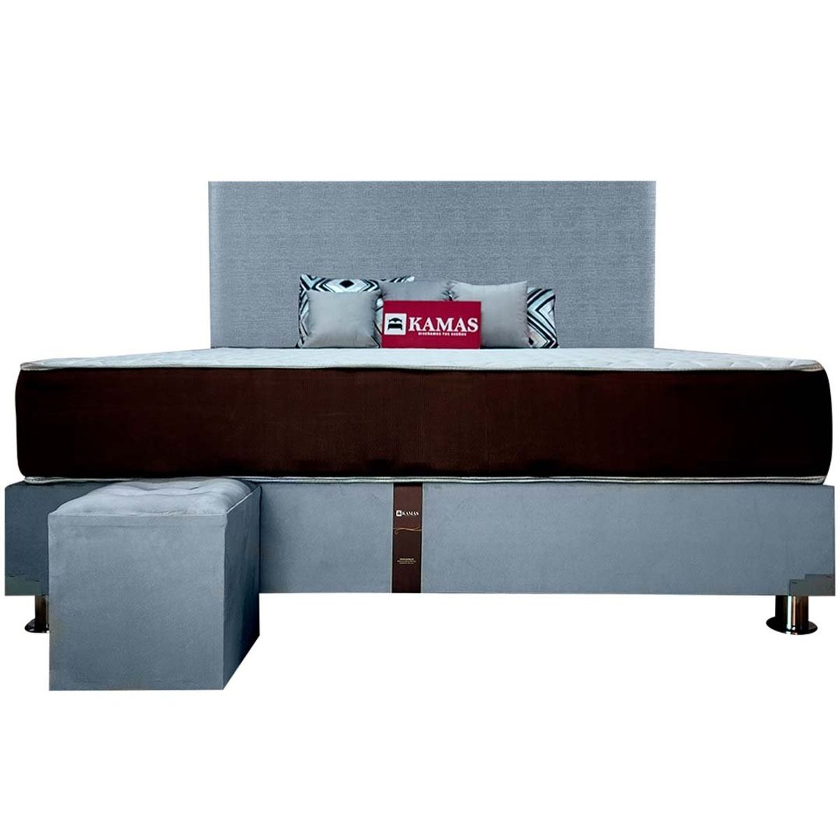 KAMAS - DORMITORIO KAMAS KING SARKI + CABECERA AÉREA CLÁSICA 1 - GRIS PLATA