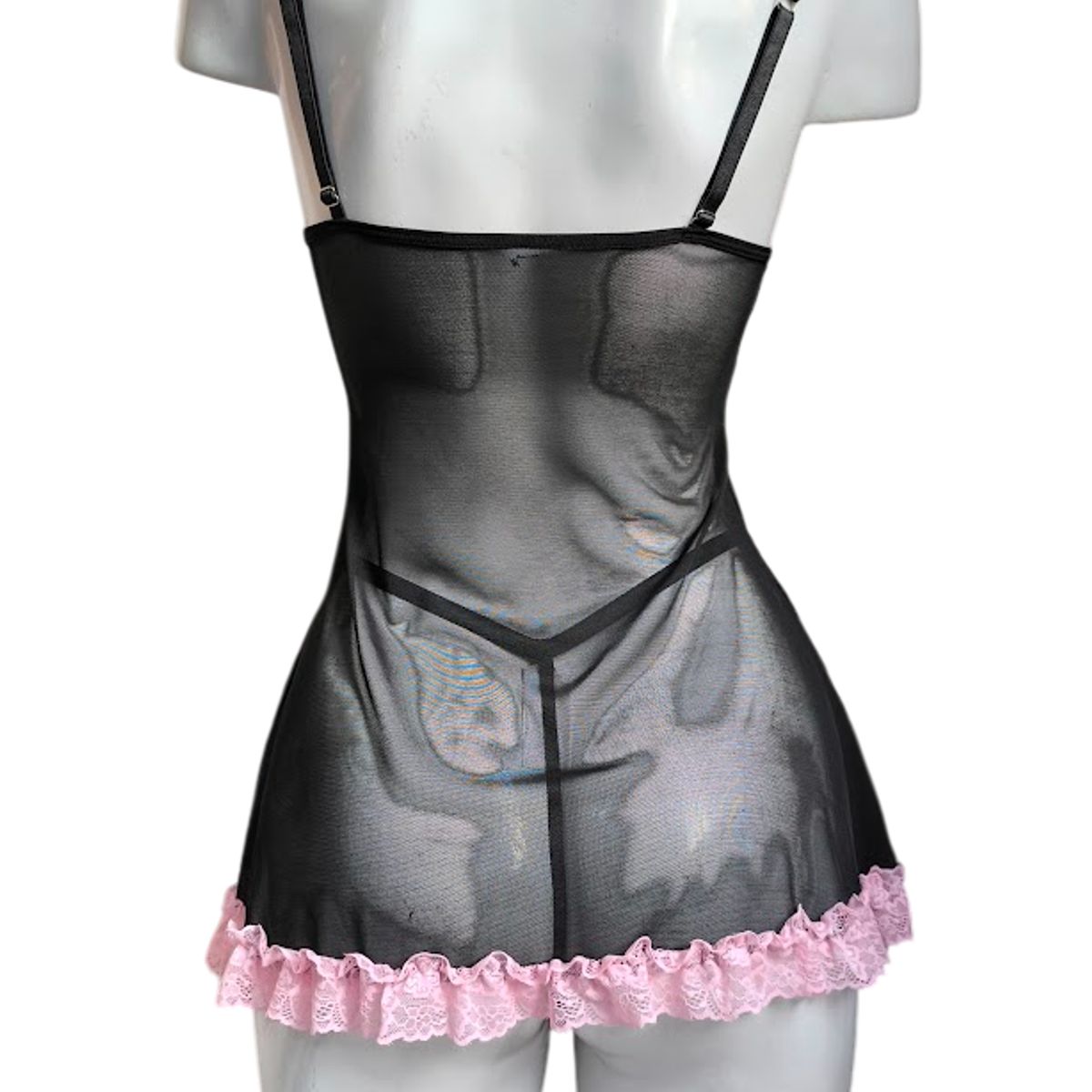 GENERICO - LENCERIA BABYDOLL DE ENCAJE PIJAMA SEXY CON MEDIAS