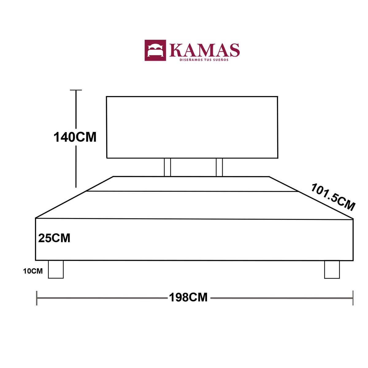 KAMAS - DORMITORIO KAMAS KING SARKI + CABECERA AÉREA CLÁSICA 2 - GRIS PLATA