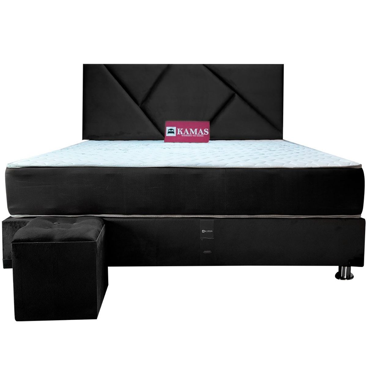 KAMAS - DORMITORIO KAMAS KING SARKI + CABECERA AÉREA LINEAL 2 - NEGRO