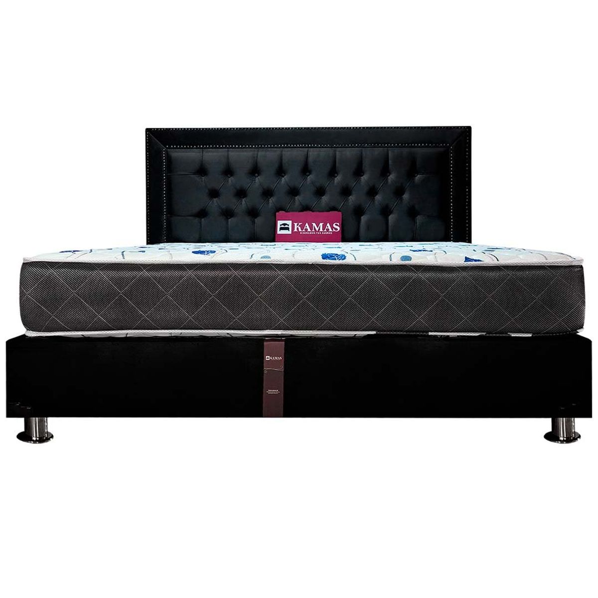 KAMAS - DORMITORIO KAMAS KING SARKI + CABECERA AÉREA CON MARCO - NEGRO