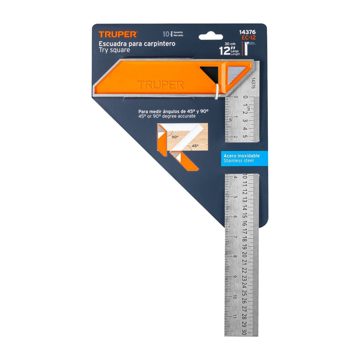 TRUPER - Escuadra 12″ Para Carpintero  con Mango de Aluminio
