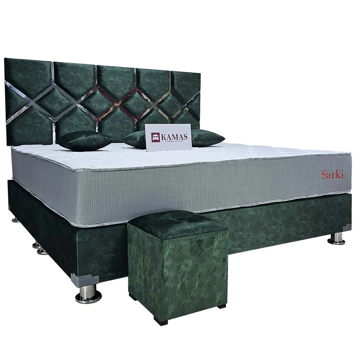 KAMAS - DORMITORIO KAMAS KING SARKI + CABECERA AÉREA TORTUN - VERDE PACAY