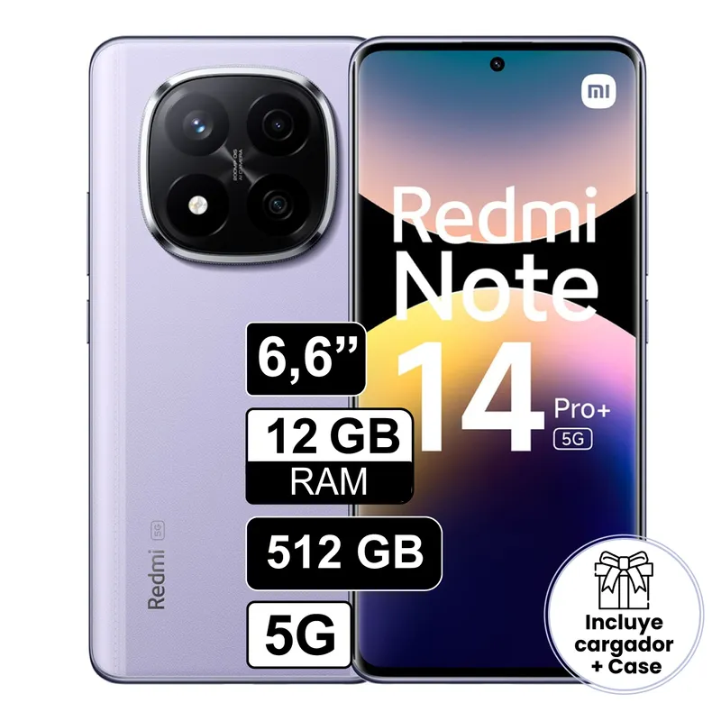 REDMI - Celular Xiaomi Redmi Note 14 Pro Plus 5G 6.6" Pulg 12GB RAM 512GB 200MP Lila