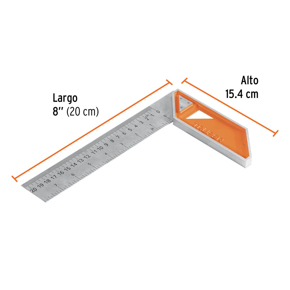 TRUPER - Escuadra 8″ Para Carpintero  con Mango de Aluminio