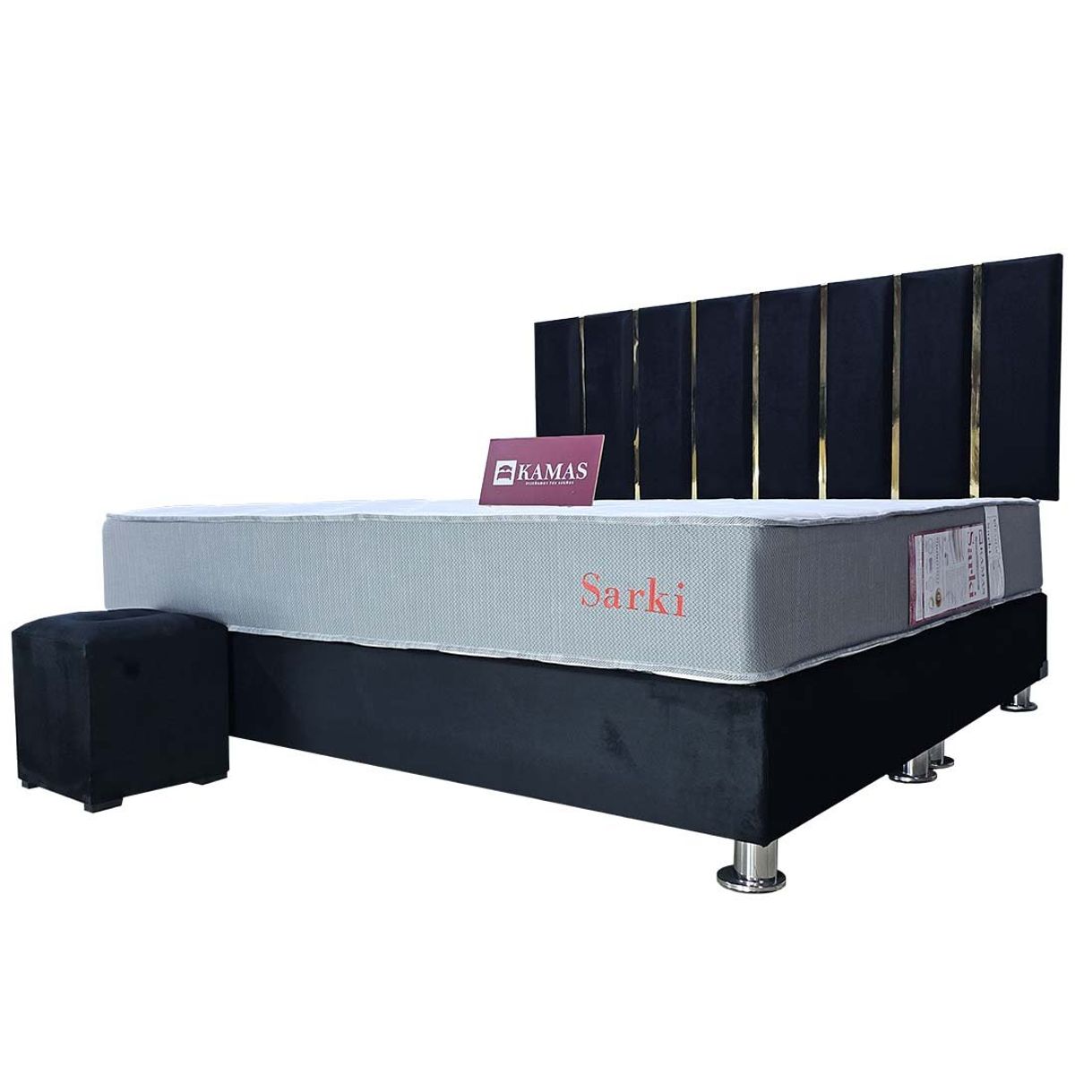 KAMAS - DORMITORIO KAMAS KING SARKI + CABECERA AÉREA WELO - NEGRO