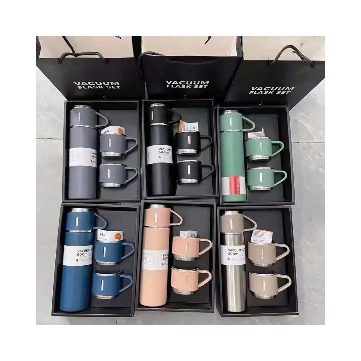 GENERICO - Termo Botella Tomatodo 500ML Set  De 3 Piezas Verde