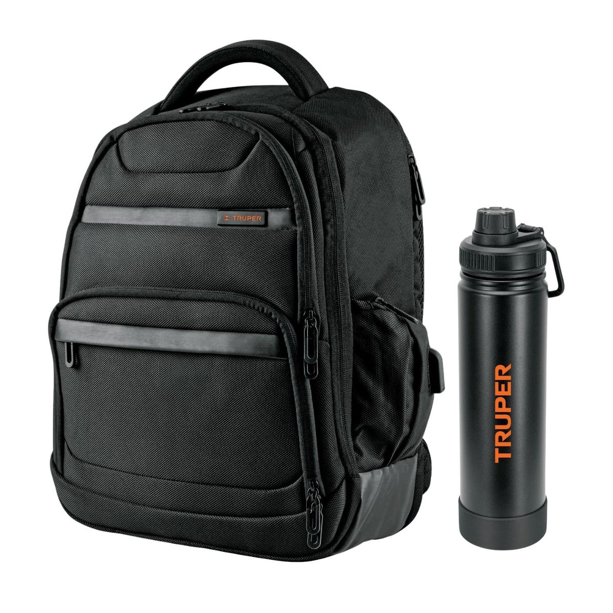 TRUPER - Kit Mochila porta laptop y Termo acero Inoxidable Truper