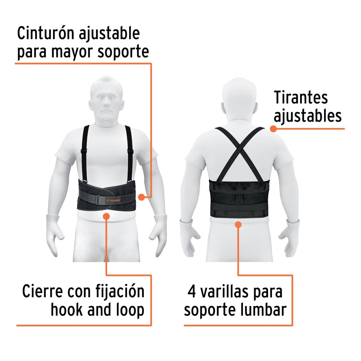 TRUPER - Faja Lumbar con Tercer Cinturón Talla M
