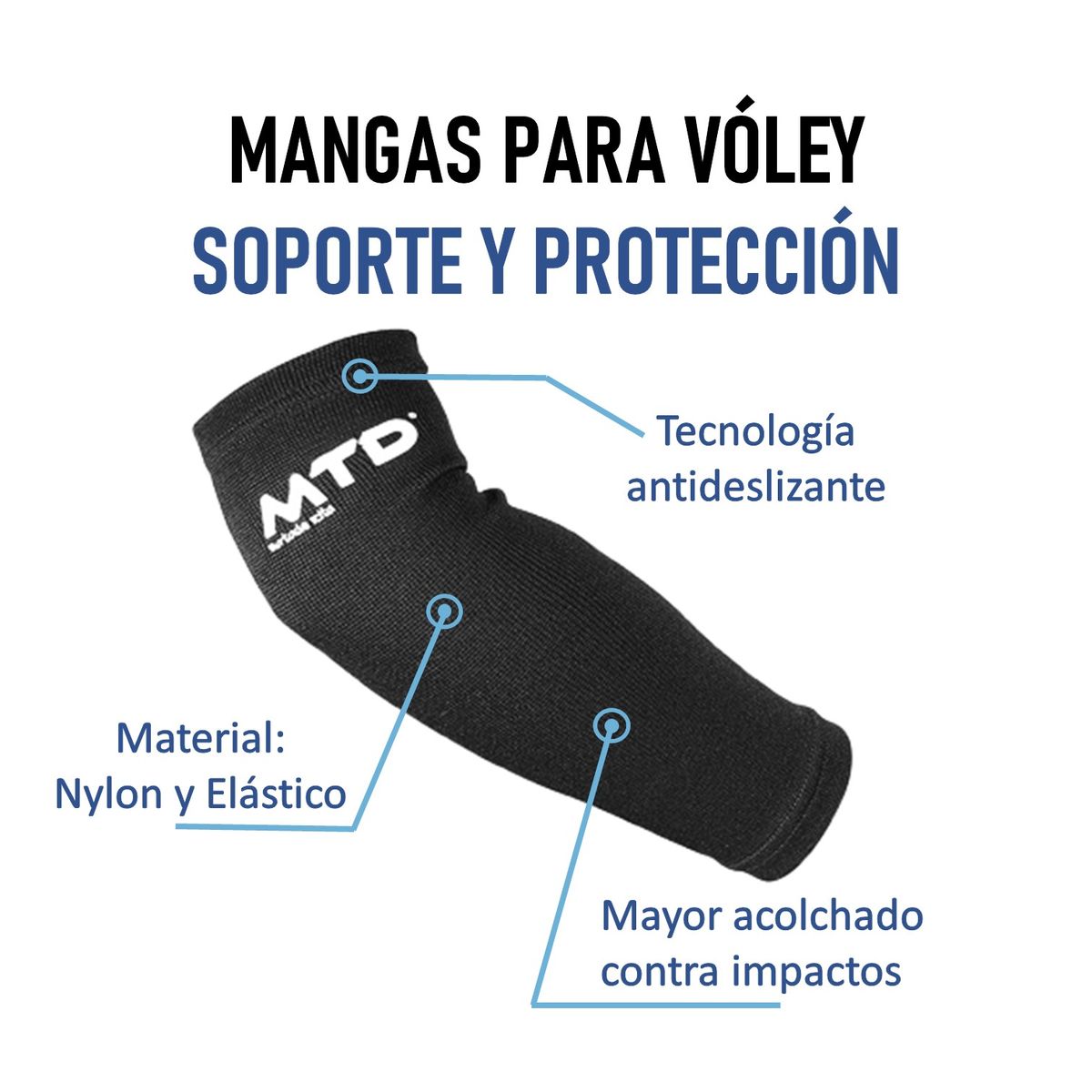 MTD - MANGAS PARA VÓLEY GRUESA POLIESTER MTD NEGRO TALLA XS