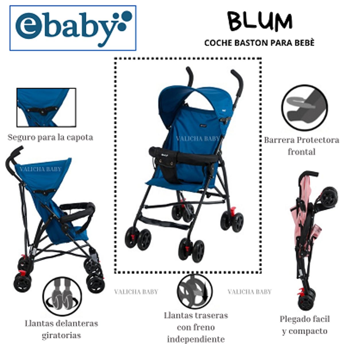 EBABY - COCHE BASTON BLUM - AZUL