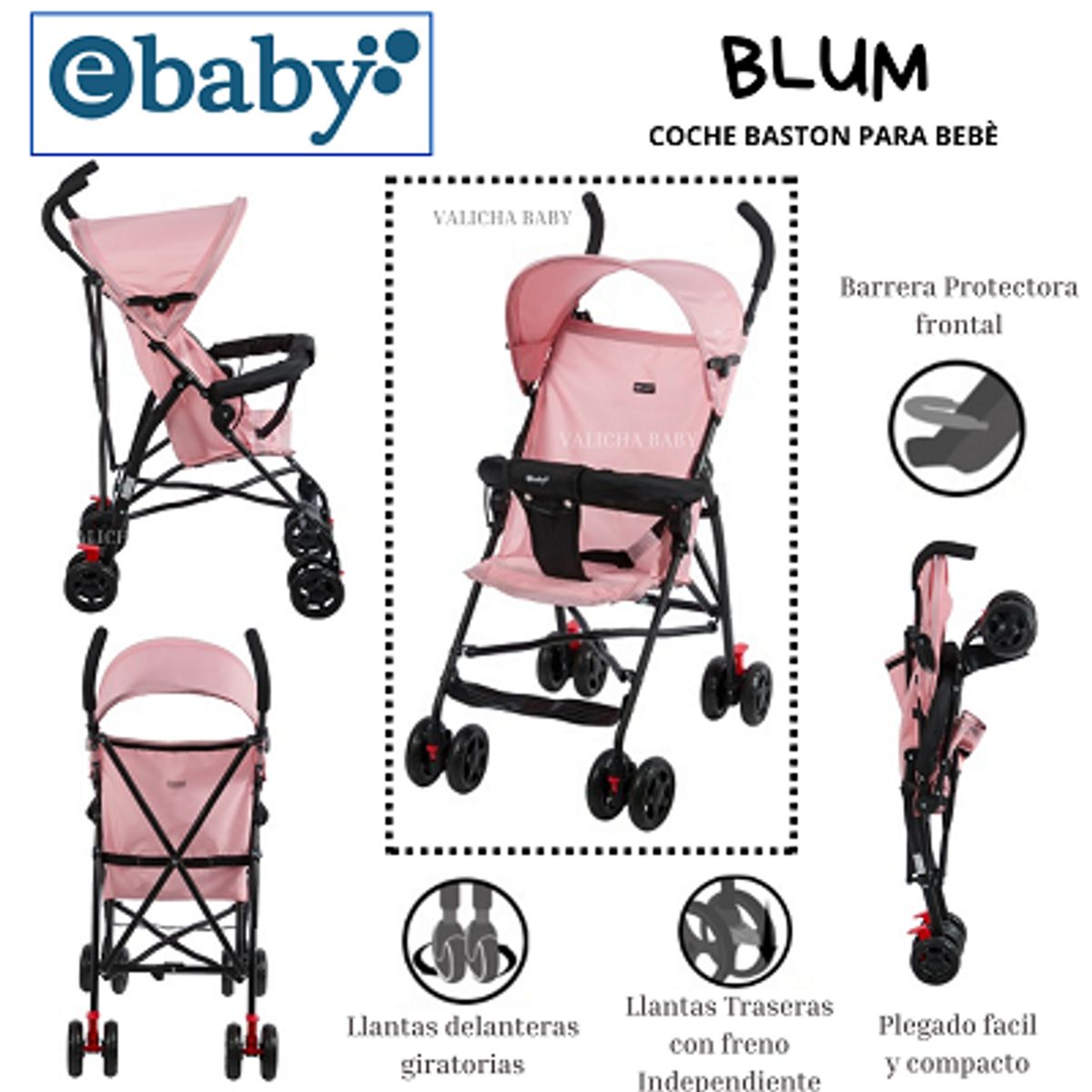 EBABY - COCHE BASTON BLUM - ROSADO