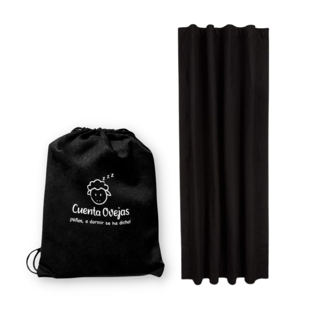 CUENTA OVEJAS - Cortina Blackout Portátil Plain Black Large 150 x 200 cm Cuenta Ovejas