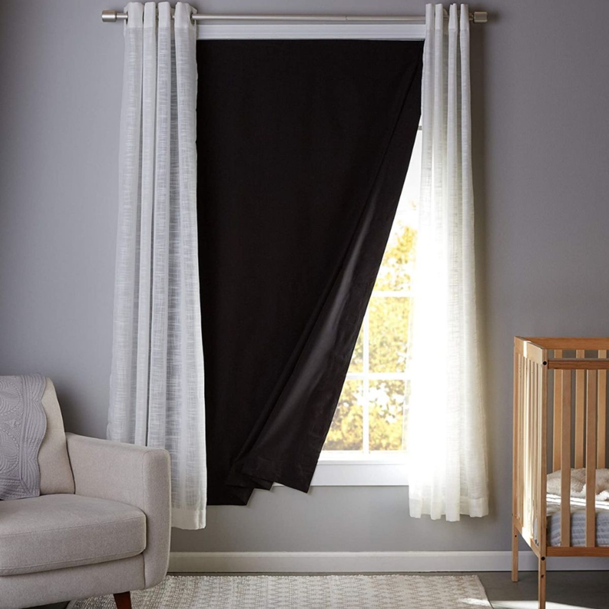 CUENTA OVEJAS - Cortina Blackout Portátil Plain Black Large 150 x 200 cm Cuenta Ovejas