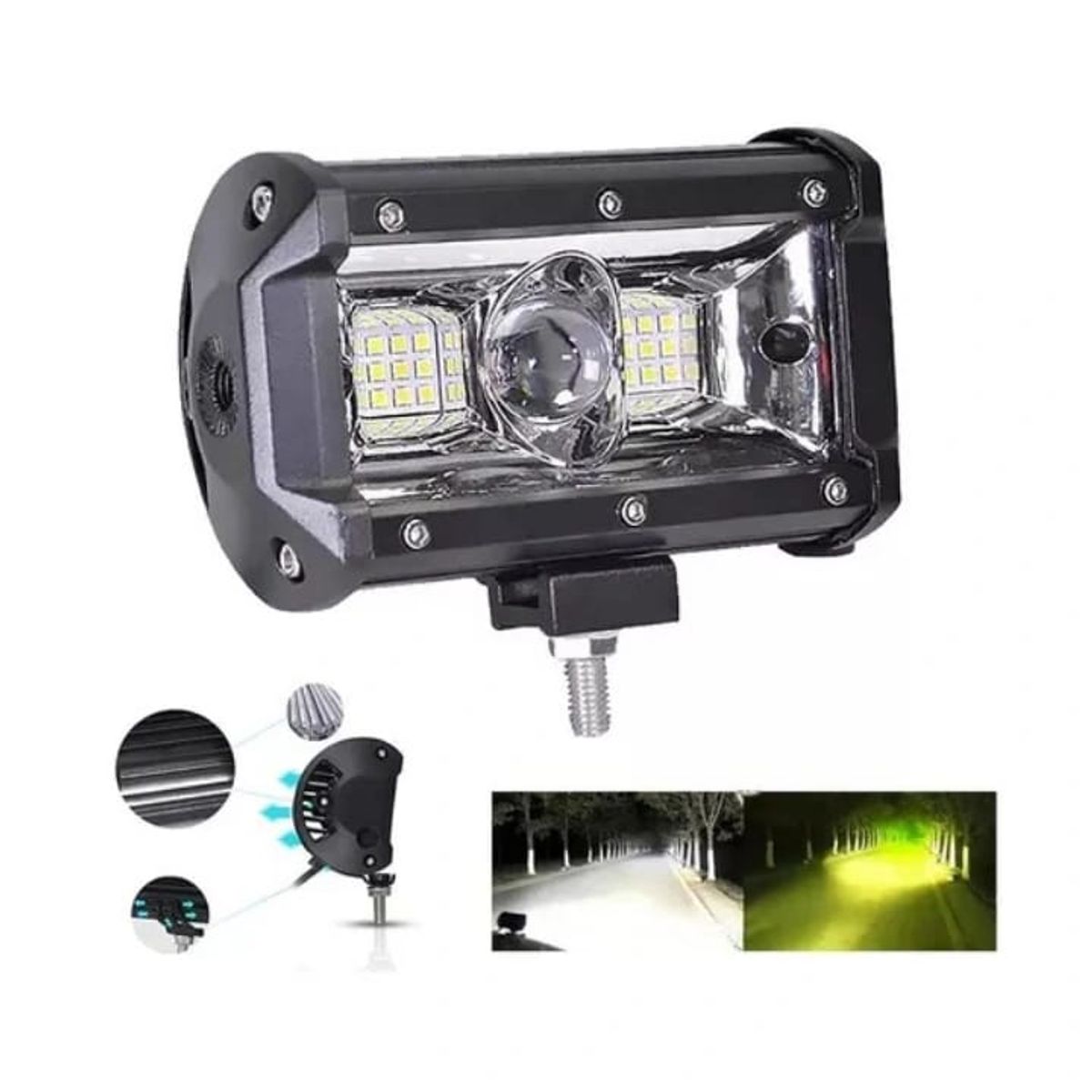 GENERICO - BARRA 18 LED DUAL LUPA  BLANCO/AMARILLO 54W