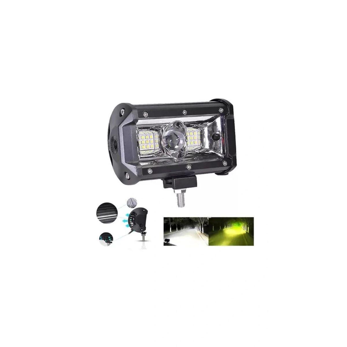 GENERICO - BARRA 18 LED DUAL LUPA  BLANCO/AMARILLO 54W