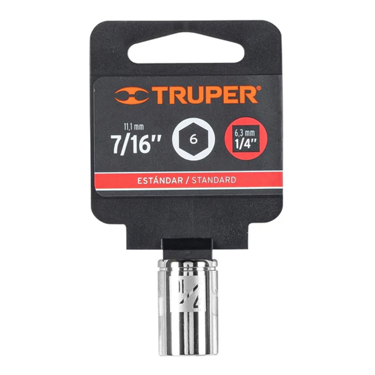 TRUPER - Dado cuadro 1/4pulg de 6 puntas de 7/16pulg