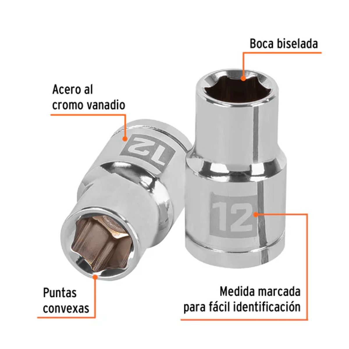 TRUPER - Dado de 12 mm, 6 Puntas, Cuadro 1/2pulg