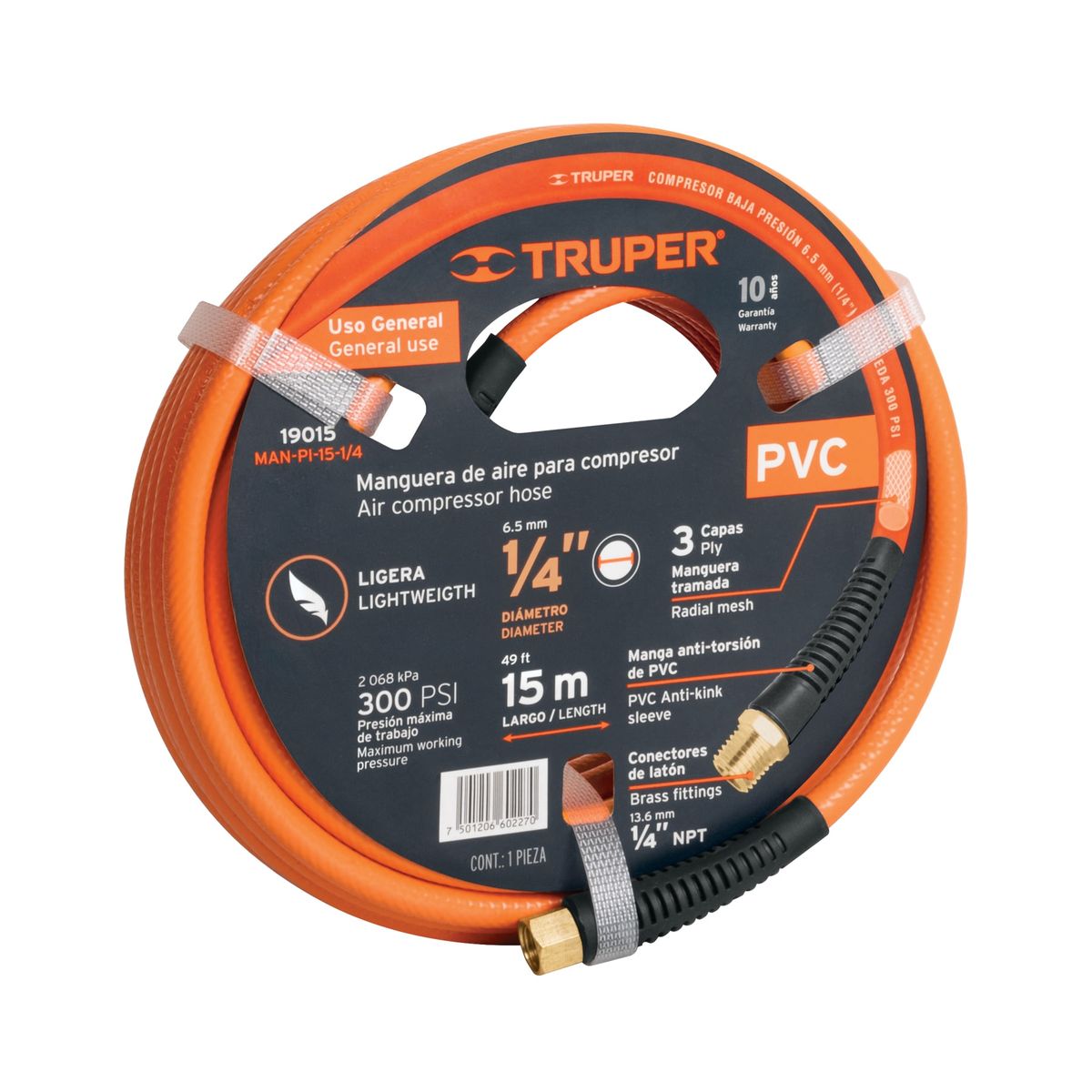 TRUPER - Manguera para Compresor de PVC 15m x 6mm