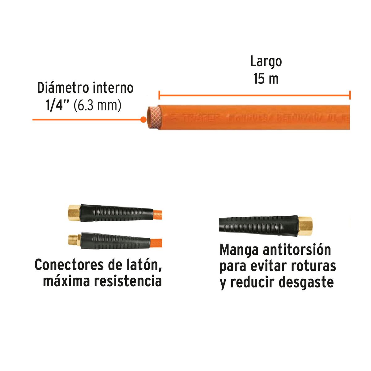 TRUPER - Manguera para Compresor de PVC 15m x 6mm