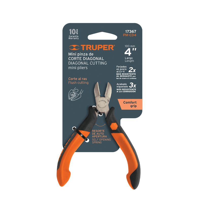 TRUPER - Mini Alicate de Corte Diagonal de 4 Mango Comfort Grip