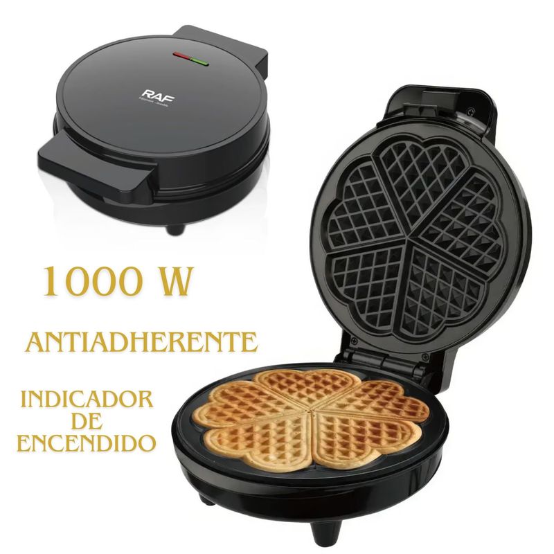 GENERICO - Máquina de Waffles RAF R2224 Con Forma De Corazón Antiadherente