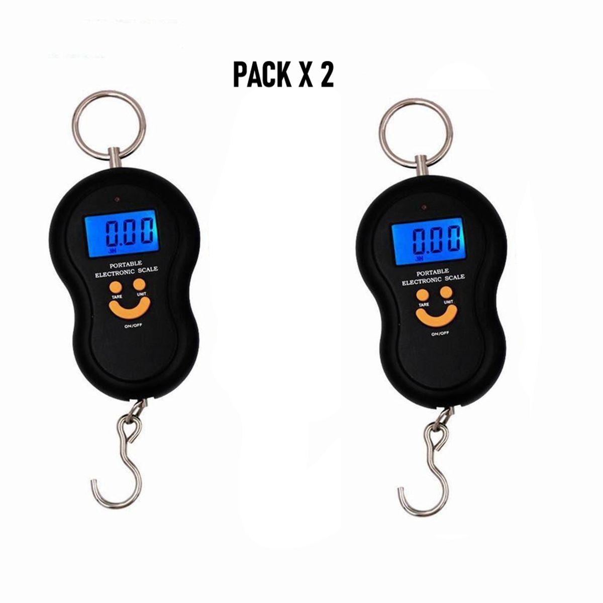 GENERICO - PACK X2 BALANZA DIGITAL COLGANTE CON GANCHO 50KG NEGRO