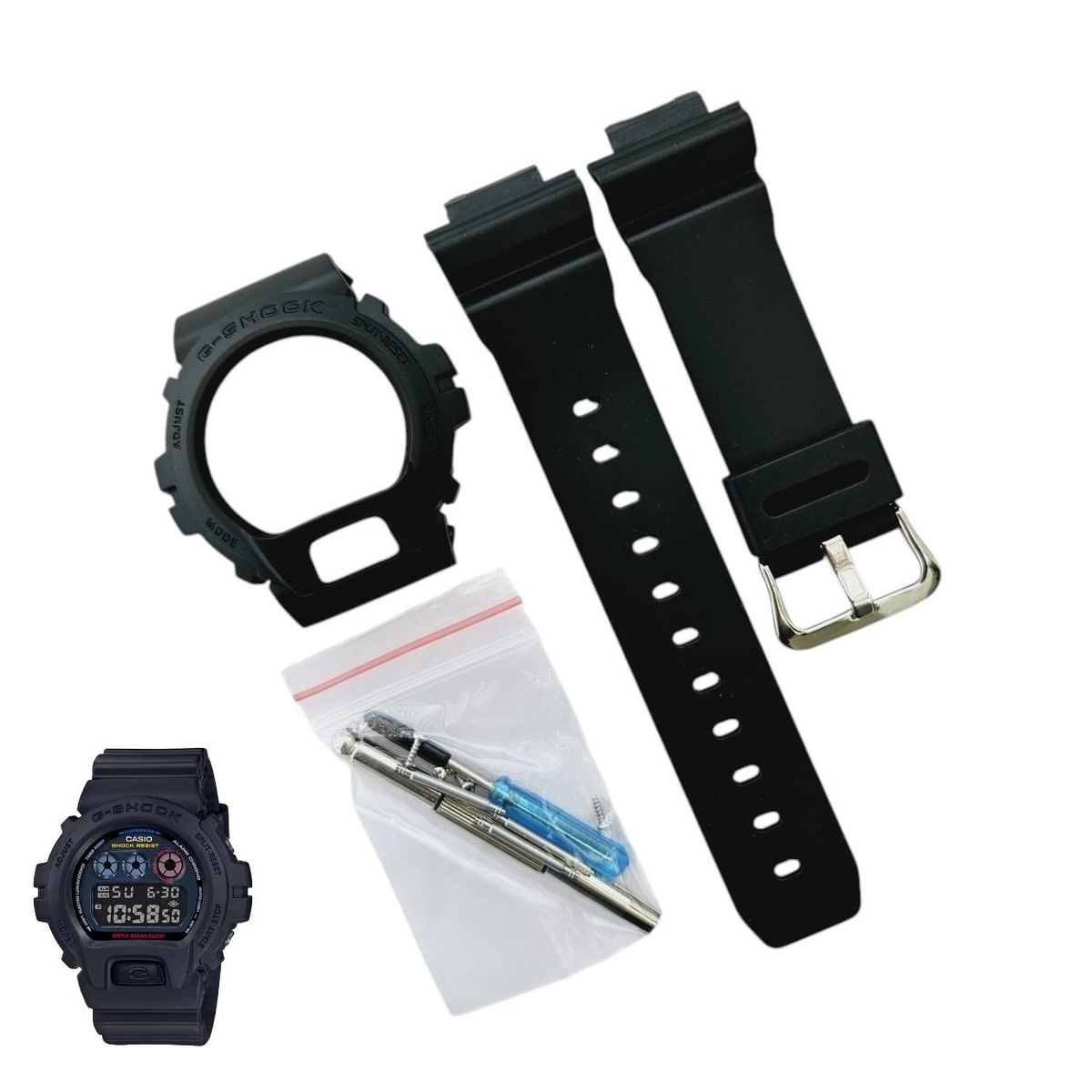 GENERICO - Correa Repuesto + Bisel para CASIO G-SHOCK DW-6900 - Negro