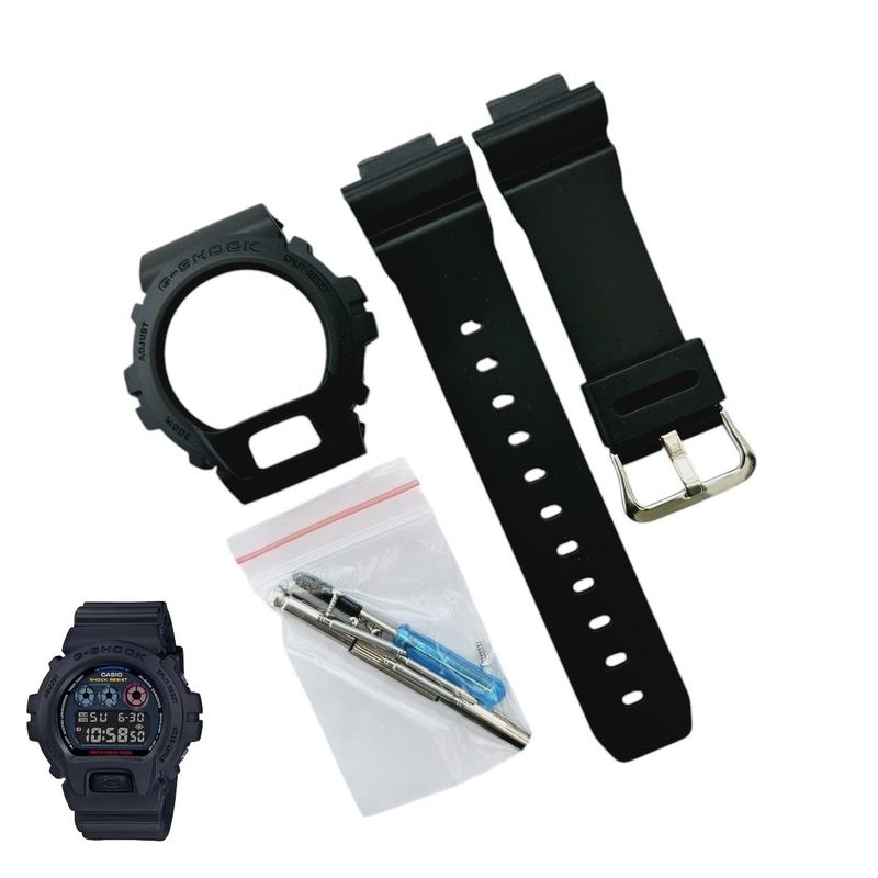 GENERICO - Correa Repuesto + Bisel para CASIO G-SHOCK DW-6900 - Negro