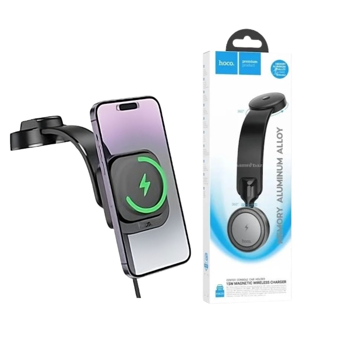 HOCO - Holder Soporte Cargador Inalambrico Carga Rapida Magnetico 15w Auto
