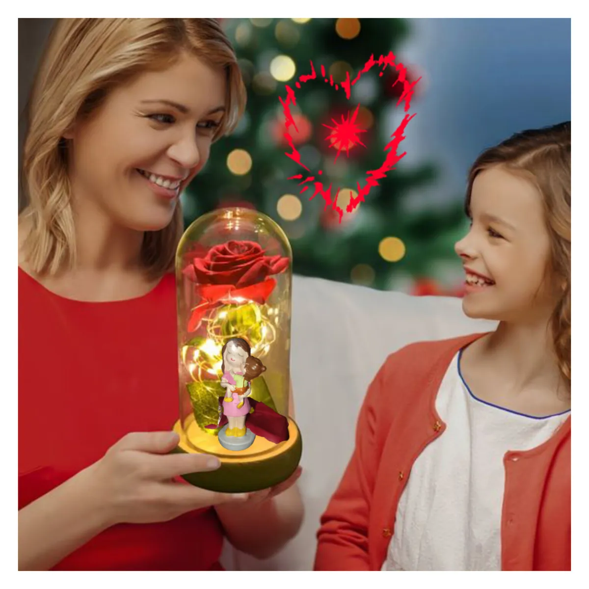 LOVE & CARE - Rosa  encapsulada con luz  MAMA ETERNA