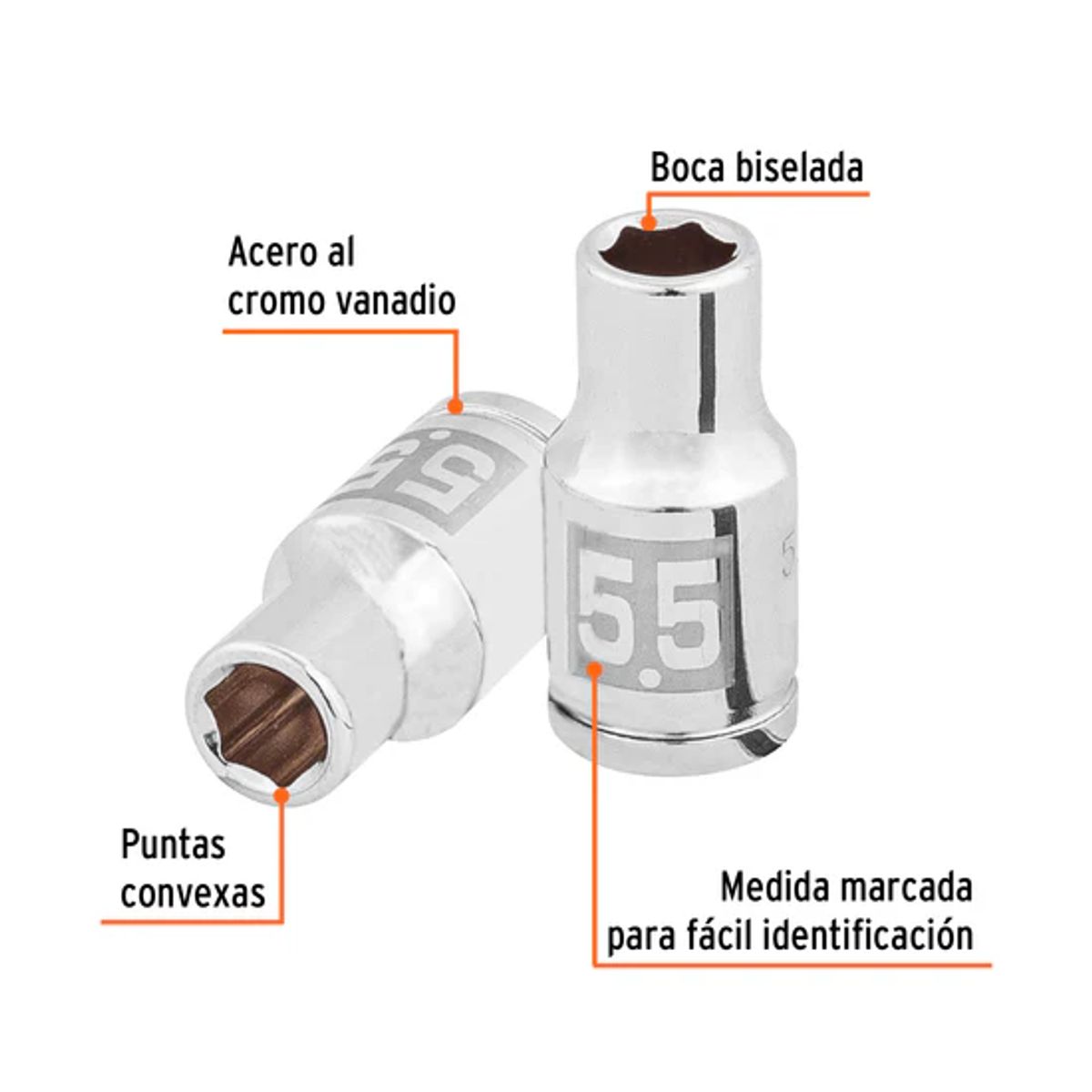 TRUPER - Dado de 5.5 mm, 6 puntas, cuadro 1/4pulg