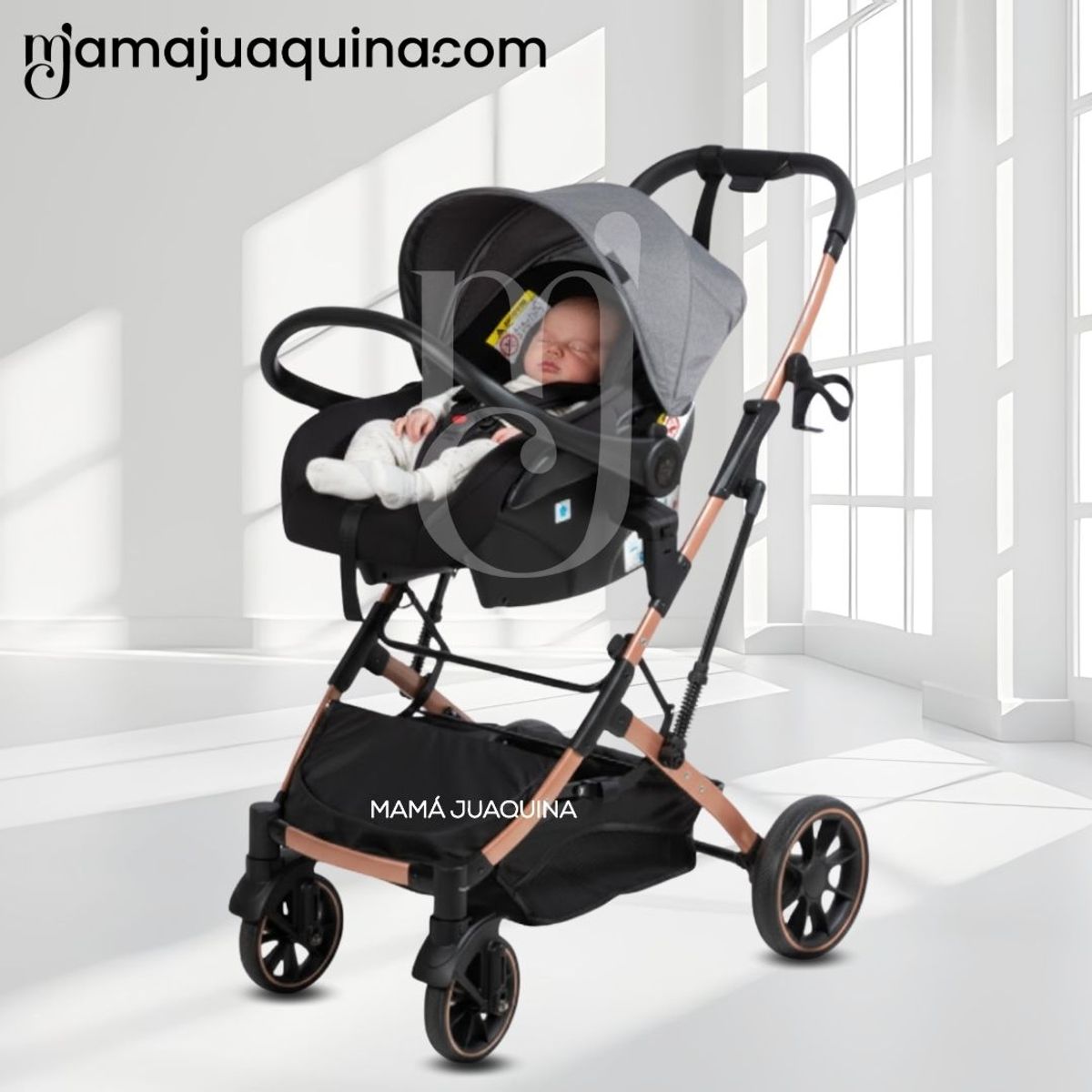 BABY - Coche Moisés Travel System «CLINT PRIME» Porta bebé Black