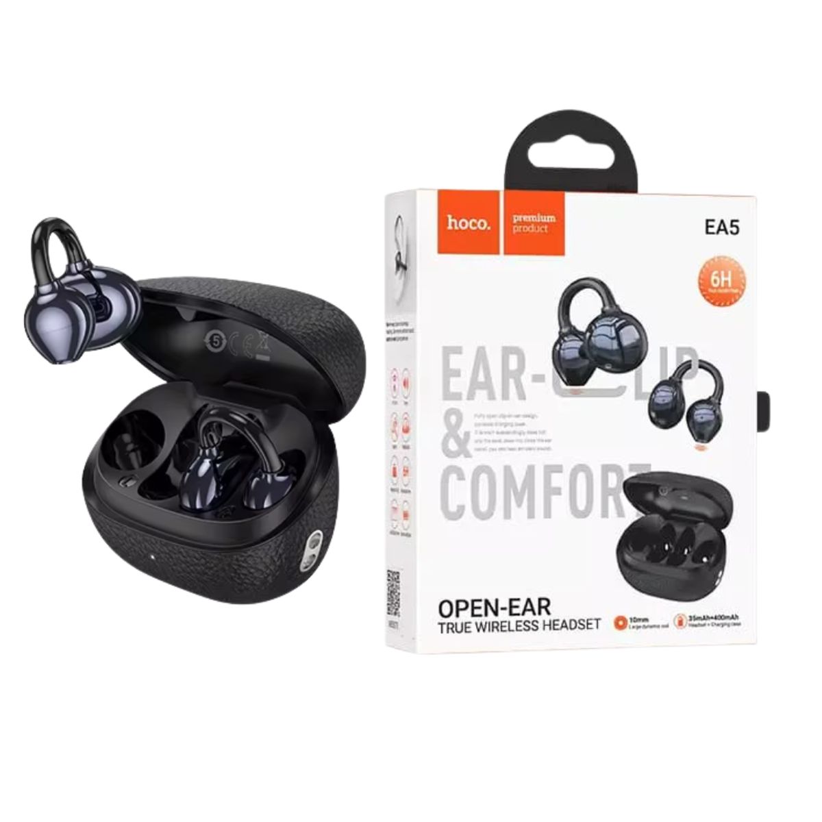 HOCO - Audifono Clip Auricular Bluetooth Inalambrico HOCO EA5 - NEGRO