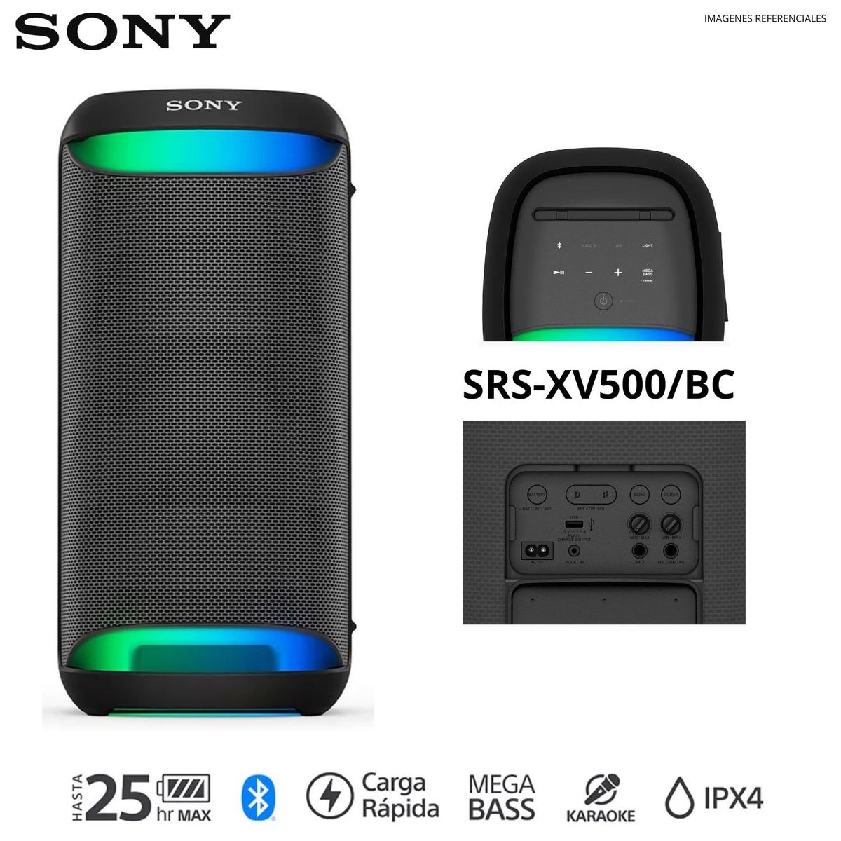 SONY - Parlante Sony  Bluetooth SRS-XV500 para fiestas con Mega Bass