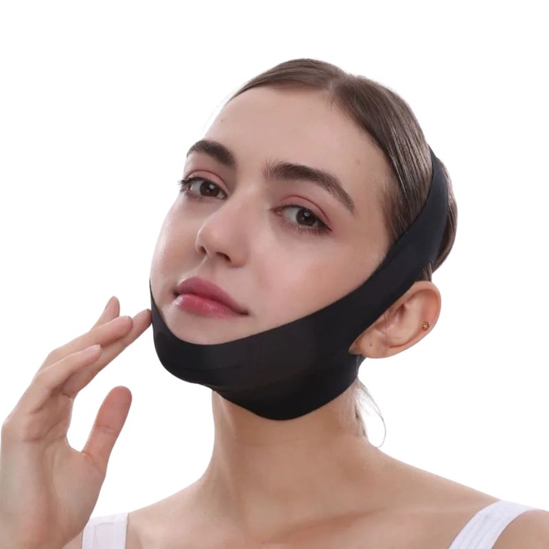 GENERICO - Faja Facial Mentonera Doble ajuste Control doble mentón papada Negro
