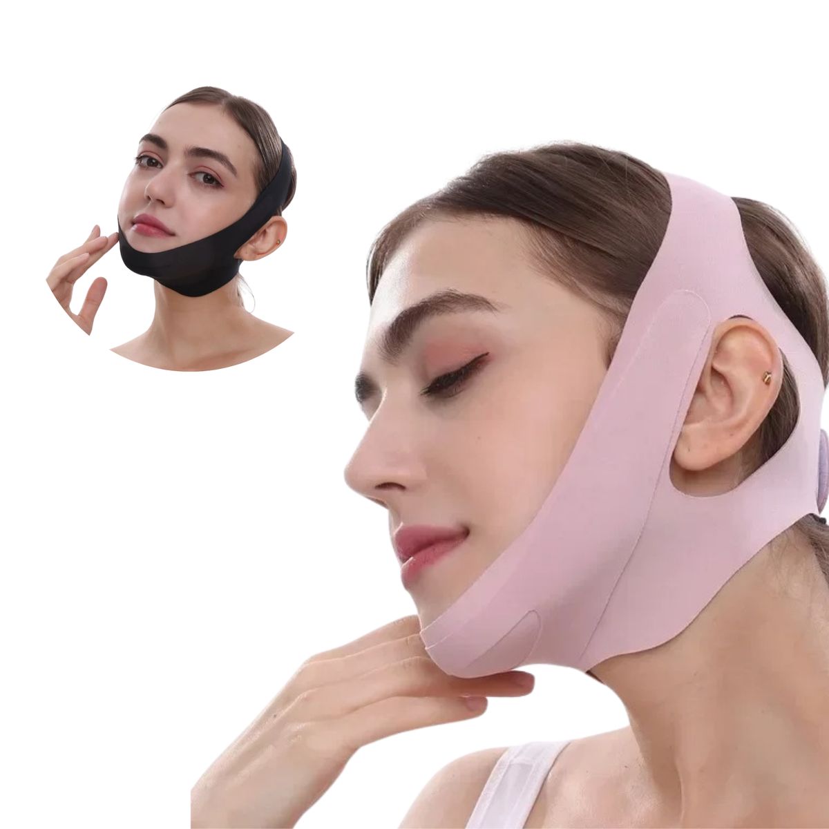 GENERICO - Faja Facial Mentonera Doble ajuste Control doble mentón papada Rosa