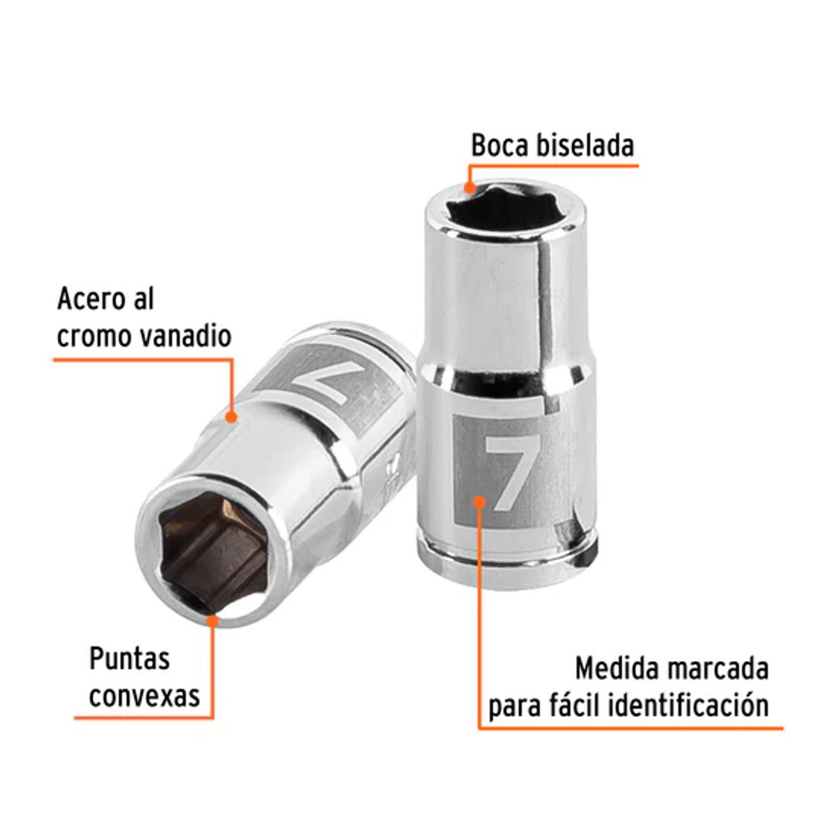 TRUPER - Dado hexagonal encastre 1/4pulg de 7 mm