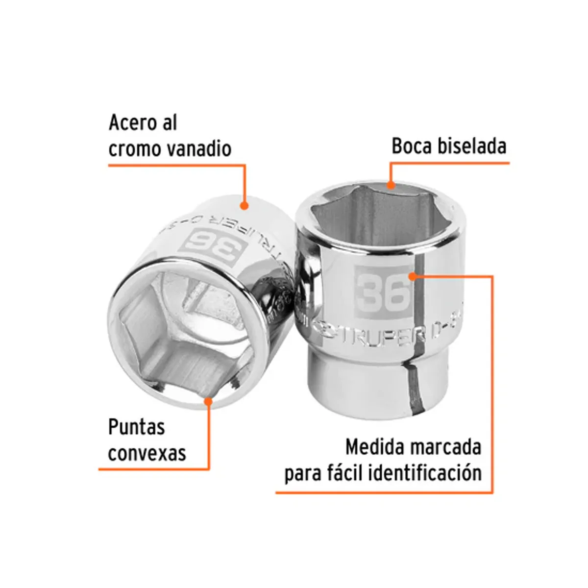 TRUPER - Dado hexagonal encastre 3/4pulg de 36 mm