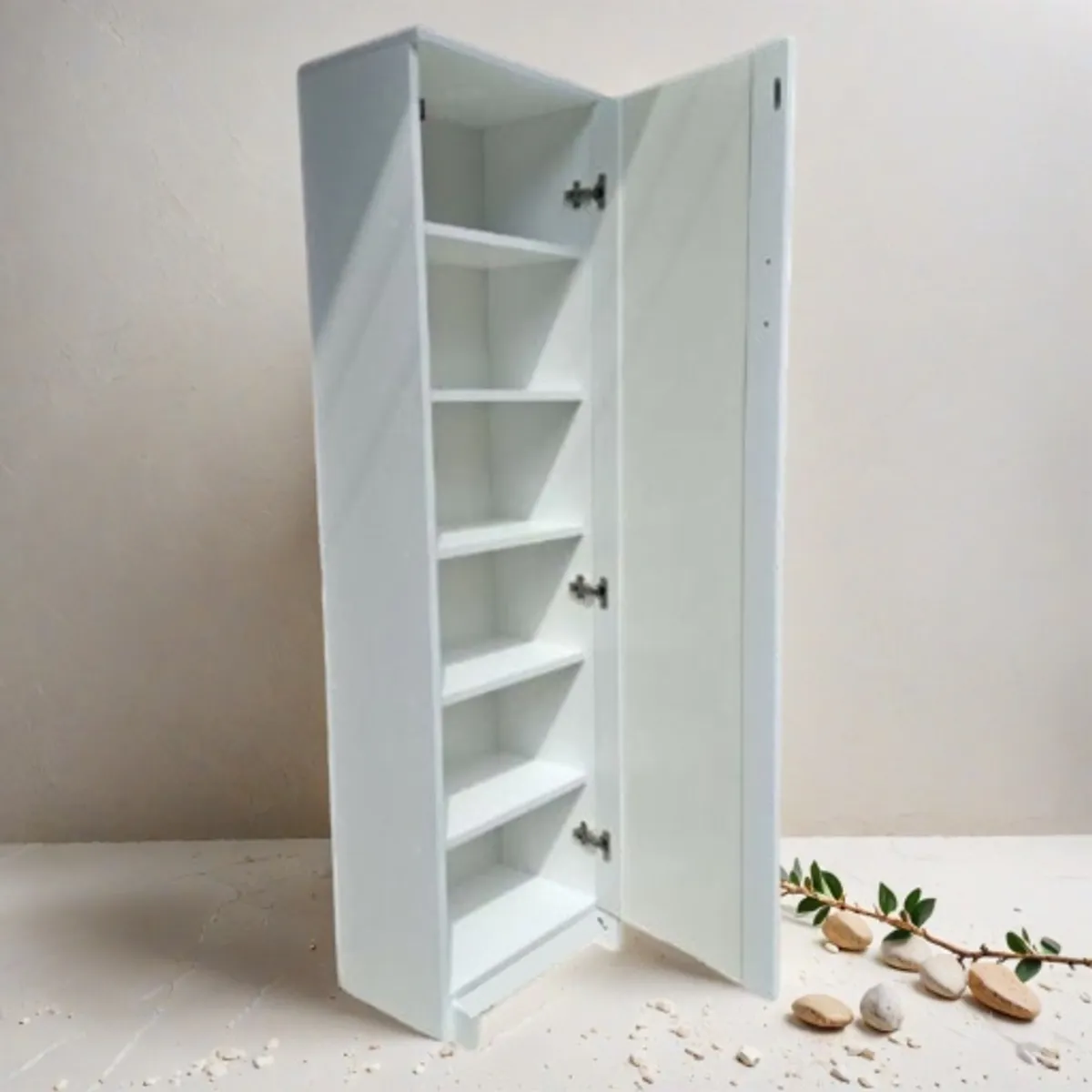 START FG - Zapatera Alta melamine blanco con espejo  Viene ARMADO