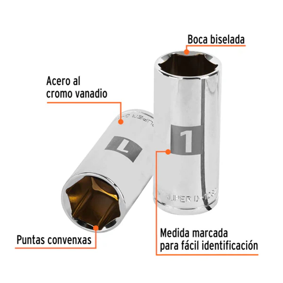 TRUPER - Dado tubular hexagonal encastre 12pulg de 1pulg